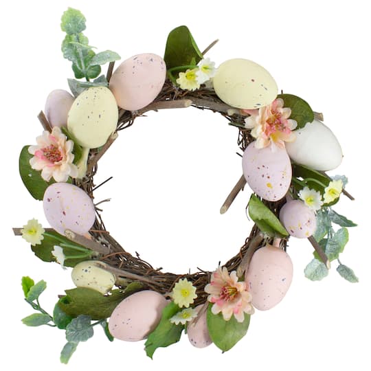 8&#x22; Pink &#x26; Yellow Pastel Easter Egg Wreath